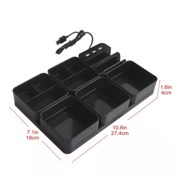 Simply Essential 7.1-Inch x 10.8-Inch USB Charging Desk Organizer in Black - Picture 4 of 7